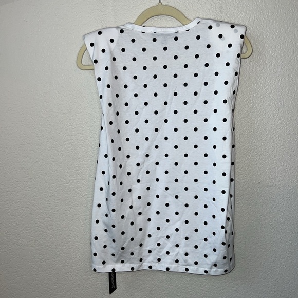 Blank NYC White Polka Dot Muscle Shoulder Pad Top Size L - Picture 5 of 9